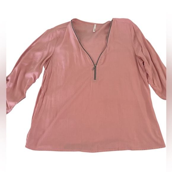leonisa Tops - Leonisa Pink Zip Front Blouse - Size L